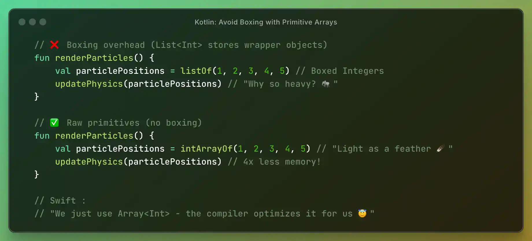 Kotlin: Avoid Boxing with Primitive Arrays